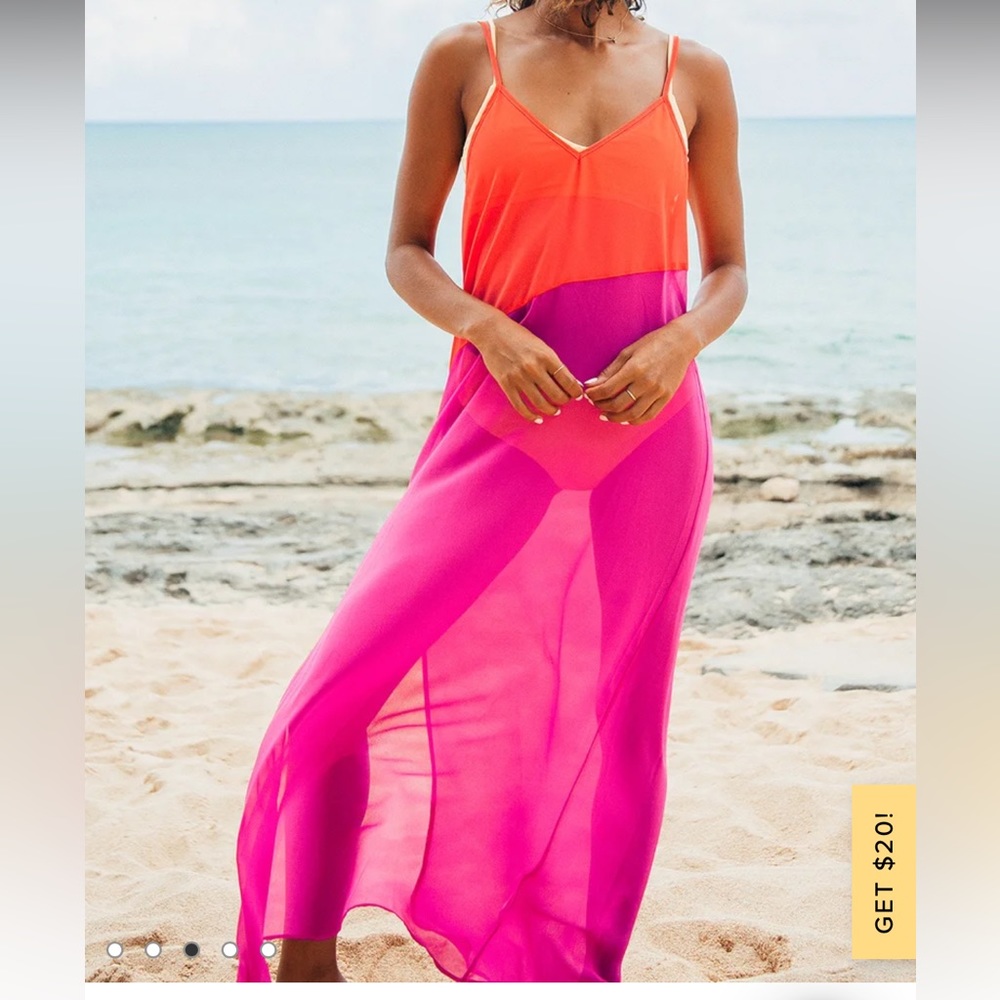 Seaside Retreat Coral Red and Magenta Maxi Cover-Up